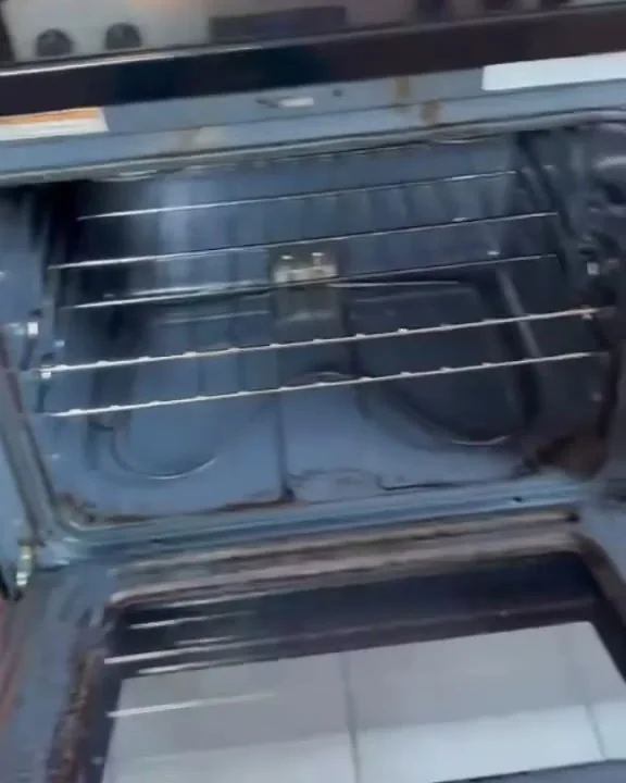 The same oven interior and racks after degreasing